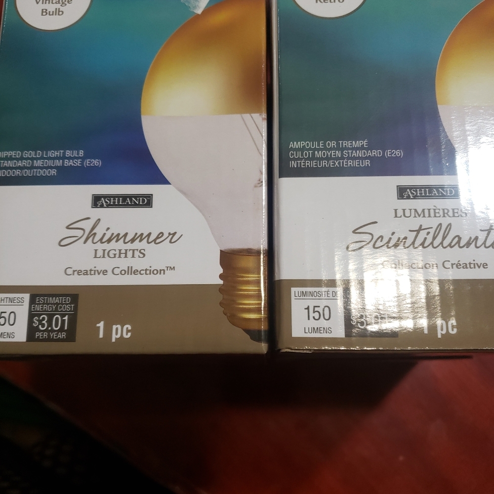 4/20 2 Ashland Creative Collections Shimmer Dipped Gold Light Bulbs